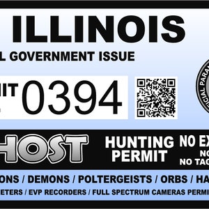 Illinois IL Ghost Hunting Hunter Permit Sticker Self Adhesive Vinyl usa united states us Paranormal Investigator Decal Sticker