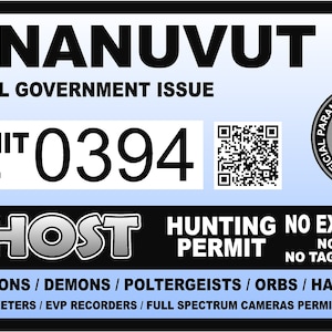 Nanuvut Ghost Hunting Hunter Permit Sticker Self Adhesive Vinyl Paranormal Investigator Decal Sticker