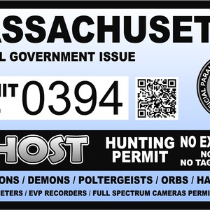 Massachusetts MA Ghost Hunting Hunter Permit Sticker Self Adhesive Vinyl usa united states us Paranormal Investigator Decal Sticker