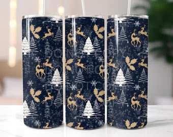Glitter Reindeer tumbler sublimation transfer - ready to press transfer - heat press transfer