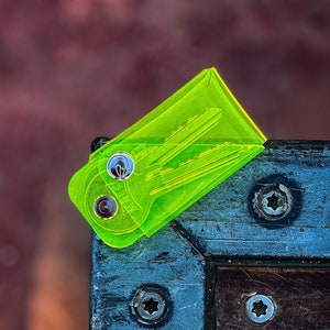 Gelber Schlüsselbund, Falt keychain, bunte Schlüsselanhänger, Neon Schlüsselbund, Paare Schlüsselbund, Freundin Schlüsselbund, Nachhaltig, Transparent Schlüsselbund