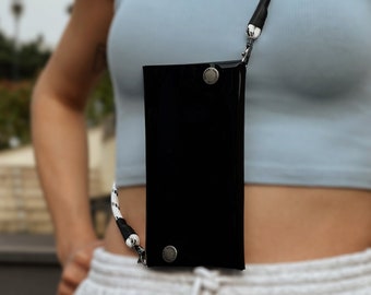 Personalized Phone Bag, Crossbody Bag, Cell Phone Bag, Clear Crossbody Bag, Engraved Bag, Birthday Gift, Touchscreen Bag,  Vegan Phone Bag