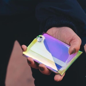 Holographic Wallet, Transparent Card Holder, Hologram Jelly, PVC Wallet, Iridescent, Slim Wallet, Minimalist Gift Wallet, Design Wallet