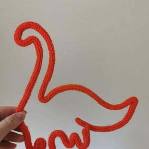 Knitted wire dinosaur decor, dinosaur gift, childrens dino wall art, dinosaur themed room decor