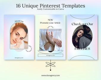 Szablony Pinterest: Radiant Gradients, projekty Canva do mediów społecznościowych (16x)