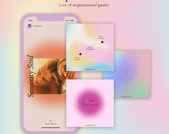 Mistyczne szablony postów na Instagramie: cytaty duchowe, dobre samopoczucie (Canva Designs)
