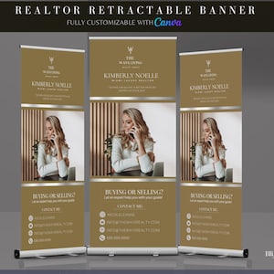 DIY Real Estate Agent Retractable Banner Template, Realtor Roll Up Banner Design, Canva Professional Retractable Banner Event Design