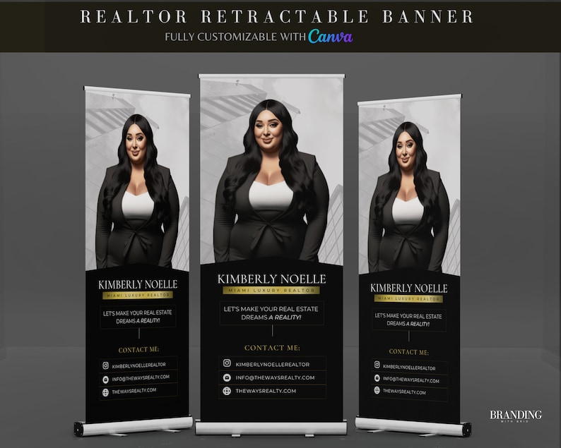 DIY Real Estate Agent Retractable Banner Template, Realtor Roll up ...