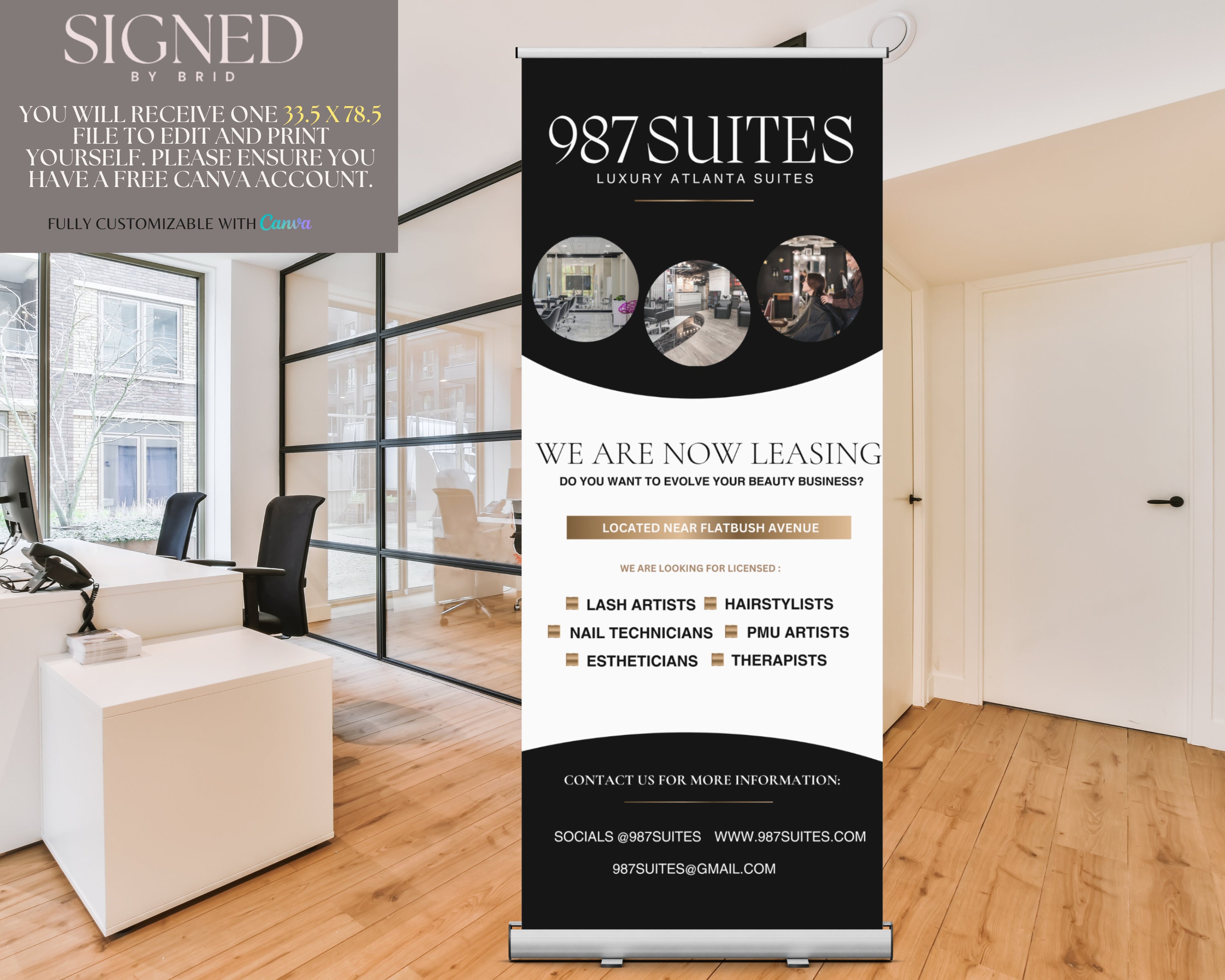 DIY Salon Suites Retractable Banner Template, Booth Rentals Roll up ...