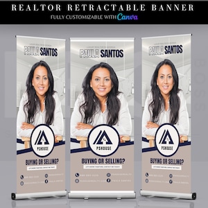 DIY Real Estate Agent Retractable Banner Template, Realtor Roll Up Banner Design, Canva Professional Retractable Banner Event Design