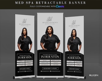 DIY Medspa Retractable Banner Template, Nurse Injector Roll Up Banner Design, Esthetician Professional Retractable Banner Event Design