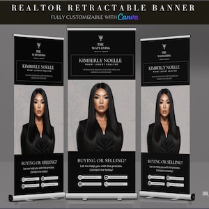 DIY Real Estate Agent Retractable Banner Template, Realtor Roll Up Banner Design, Canva Professional Retractable Banner Event Design