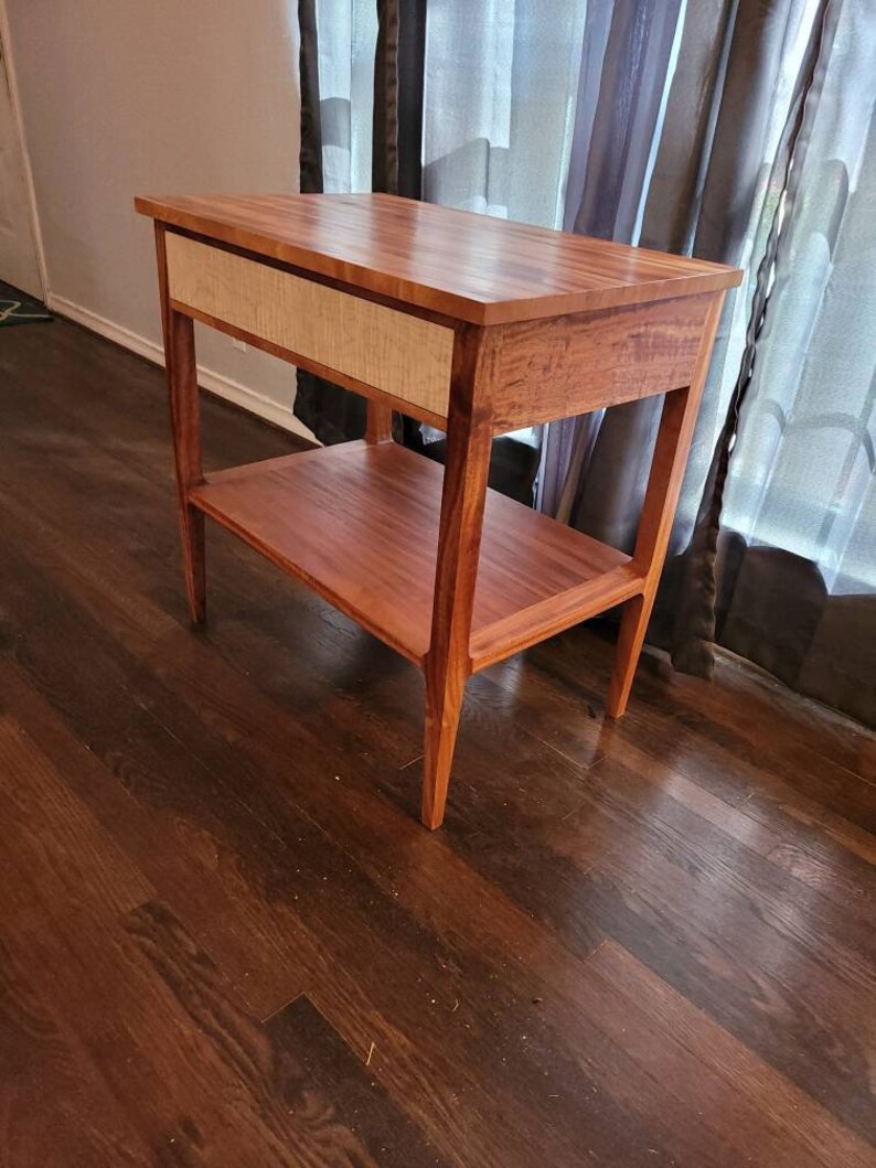 Mahogany Nightstand/end Table With Tiger Maple Drawer and Hand Etsy