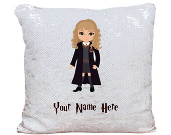 unicorn flip sequin initial pillow