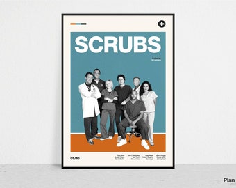 SCRUBS - Retro Tv Series Print | Modern Vintage | Mid Century Modern | Minimalist | Tv Series Art | Tv Series Poster