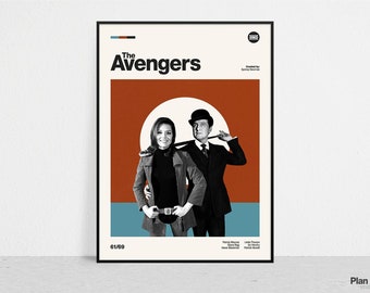 THE AVENGERS - Retro Tv Series Print | Modern Vintage | Mid Century Modern | Minimalist | Tv Series Art | Tv Series Poster