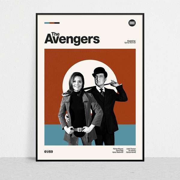 THE AVENGERS - Retro Tv Series Print | Modern Vintage | Mid Century Modern | Minimalist | Tv Series Art | Tv Series Poster