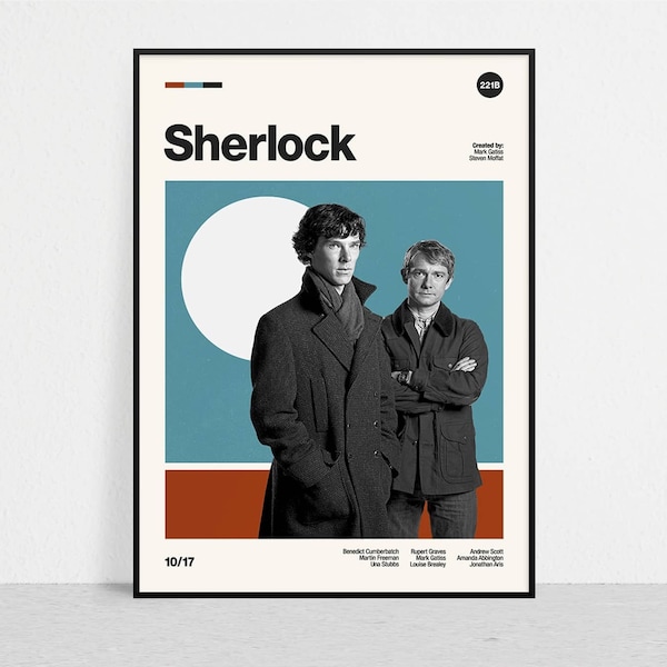 SHERLOCK - Retro Tv Series Print | Modern Vintage | Mid Century Modern | Minimalist | Tv Series Art | Tv Series Poster