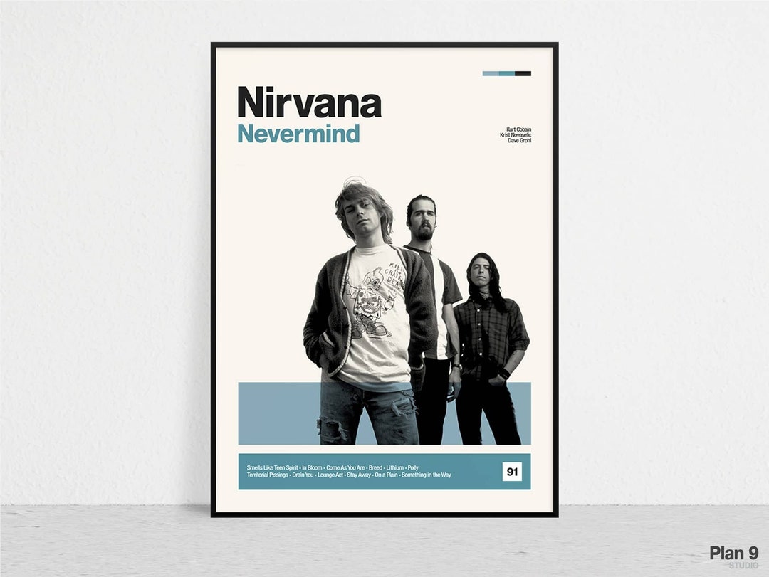 NIRVANA Nevermind Retro Music Print Modern Vintage Mid Century Modern ...