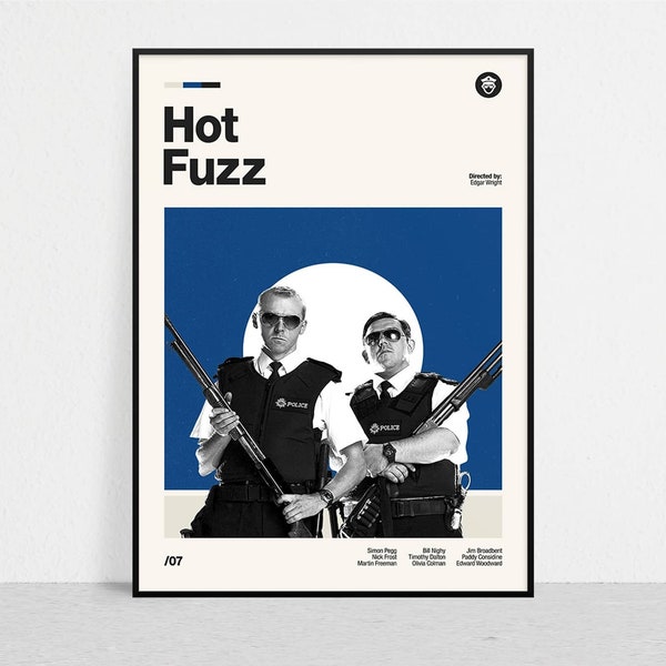 HOT FUZZ - Retro Movie Print | Modern Vintage | Mid Century Modern | Minimalist | Movie Art | Movie Poster