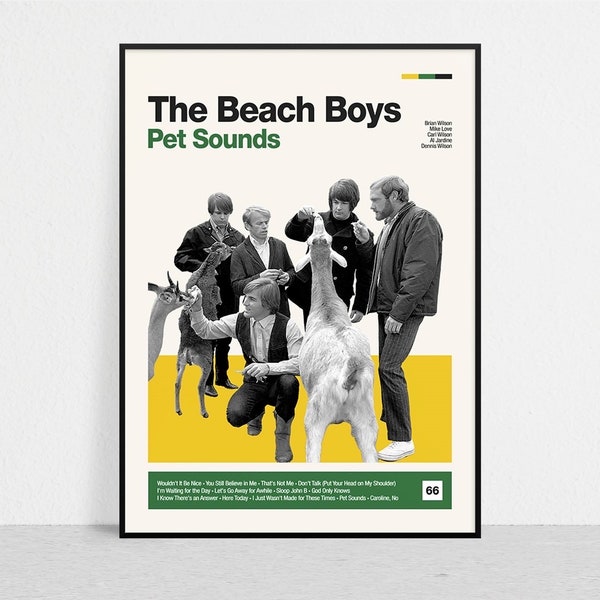 THE BEACH BOYS - Pet Sounds - Retro Music Print | Modern Vintage | Mid Century Modern | Minimalist | Album Art | Music Poster