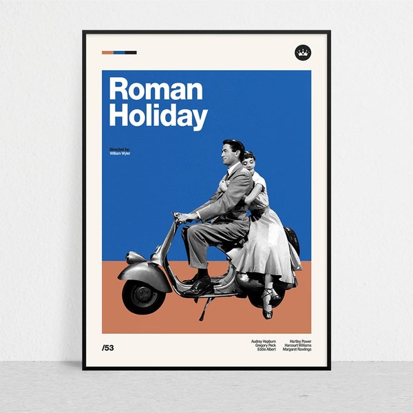 ROMAN HOLIDAY - Retro Movie Print | Modern Vintage | Mid Century Modern | Minimalist | Movie Art | Movie Poster