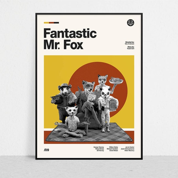 FANTASTISCHER MR. FOX - Retro Filmdruck | Moderne Vintage | Mid Century Modern | Minimalistische | Filmkunst | Filmposter