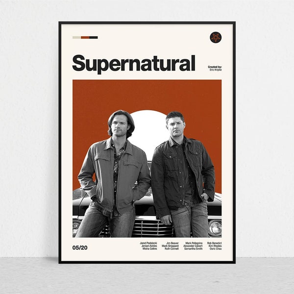 SUPERNATURAL - Retro Tv Series Print | Modern Vintage | Mid Century Modern | Minimalist | Tv Series Art | Tv Series Poster