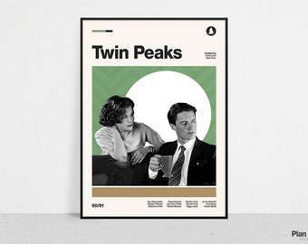 TWIN PEAKS - Retro Tv Series Print | Modern Vintage | Mid Century Modern | Minimalist | Tv Series Art | Tv Series Poster