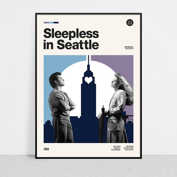 SLEEPLESS IN SEATTLE - Retro Movie Print | Modern Vintage | Mid Century Modern | Minimalist | Movie Art | Movie Poster