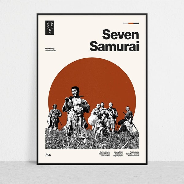 SEVEN SAMURAI - Retro Movie Print | Modern Vintage | Mid Century Modern | Minimalist | Movie Art | Movie Poster