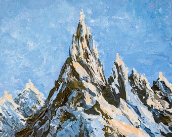 Mountains Study #5 Original Impasto Acrylic Painting on Canvas Board 5.1x7.1in (13x18 cm)