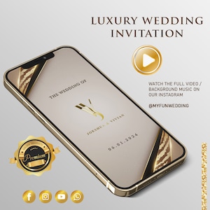 Evite vídeo de casamento Luqury de várias páginas, convite de vídeo animado para casamento eletrônico ou salve a data, convite eletrônico para smartphone