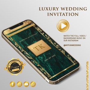 Luxury Teal & Gold Wedding Video Invitation (Digital Download)