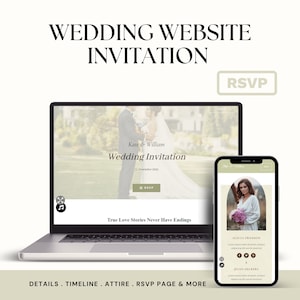 Digital Premium Wedding Invitation, Minimalist Wedding Website, Modern Wedding Website, Elegant Website, Website Invitation
