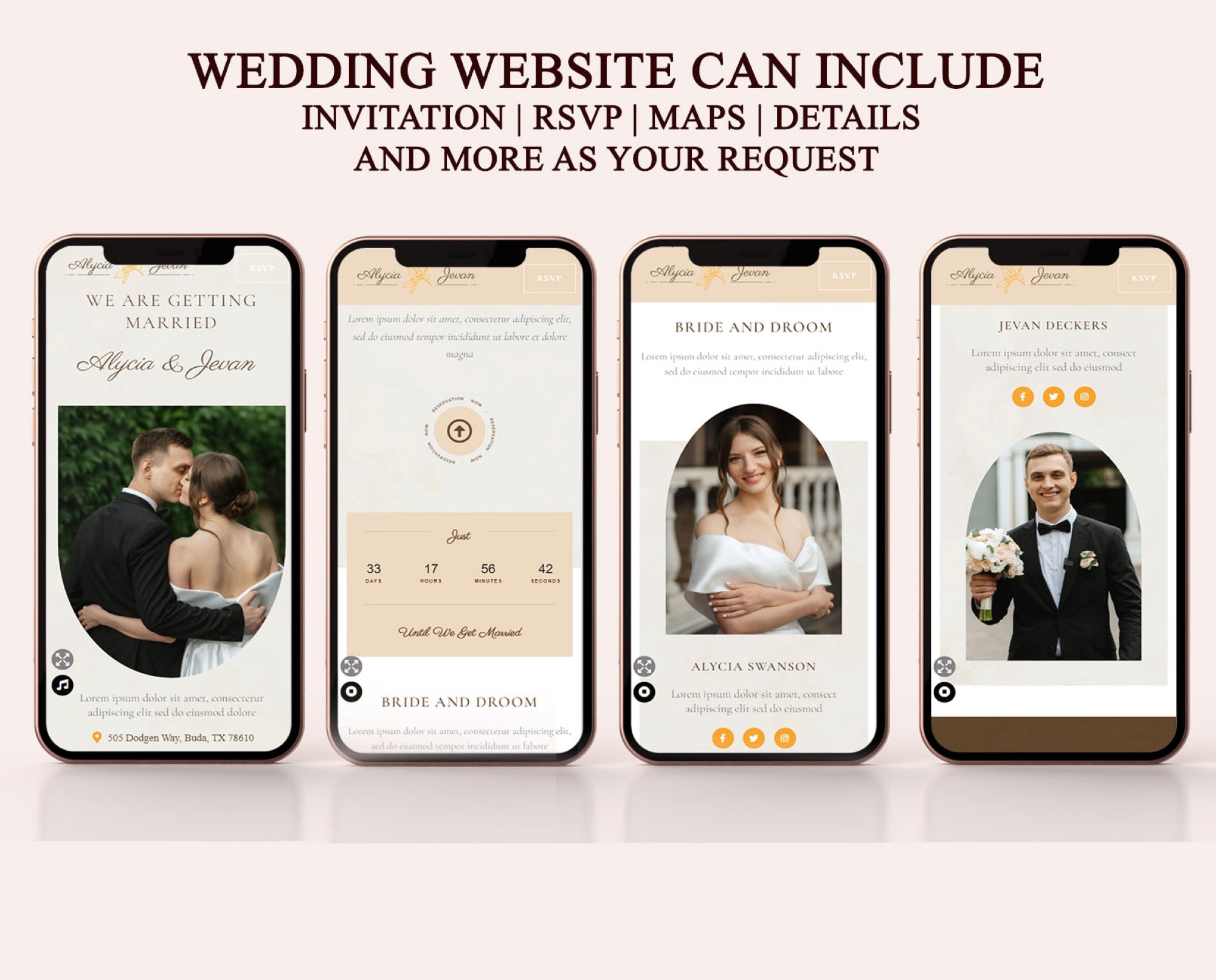 Digital Premium Wedding Invitation, Minimalist Wedding Website, Modern ...