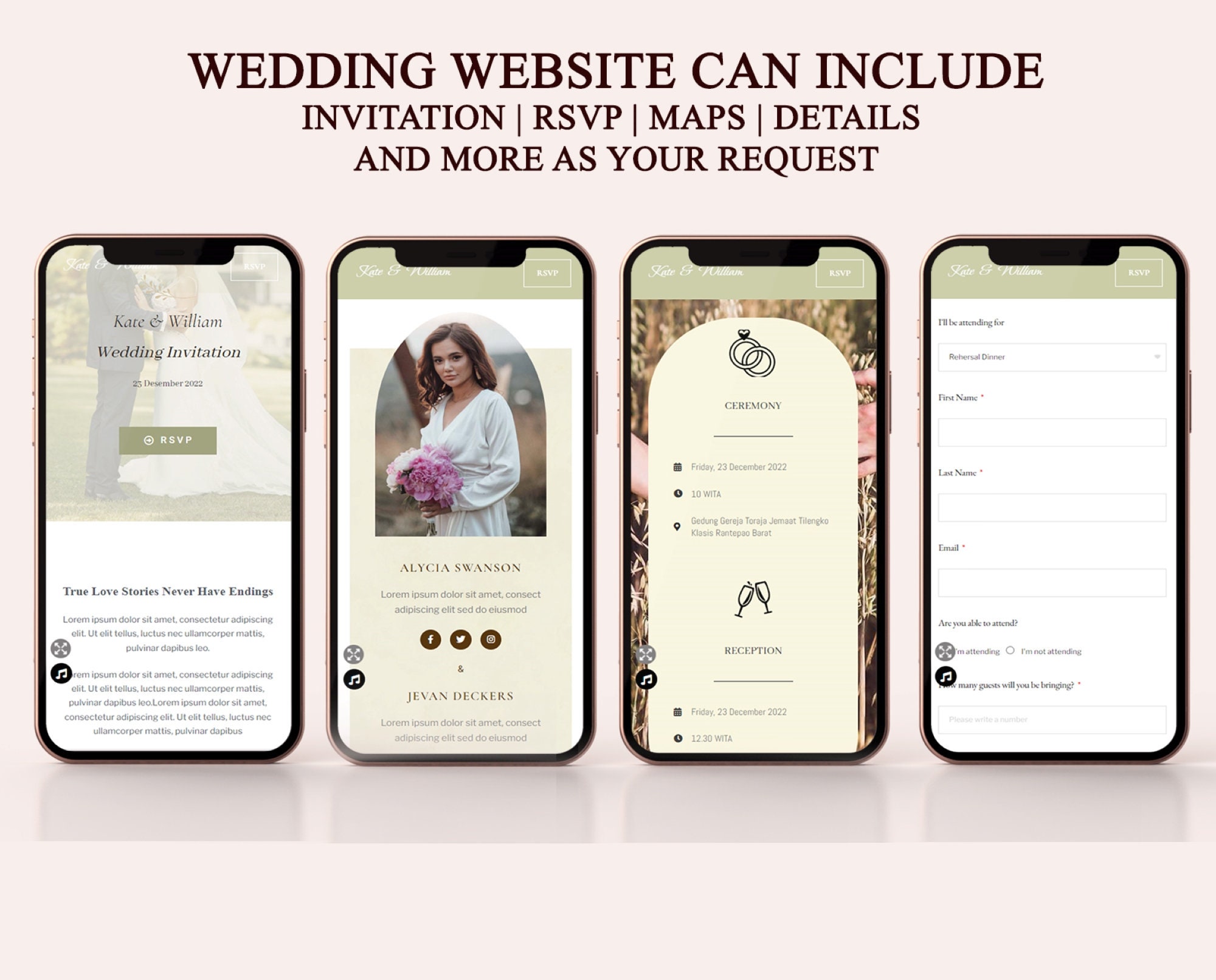 Digital Premium Wedding Invitation, Minimalist Wedding Website, Modern ...