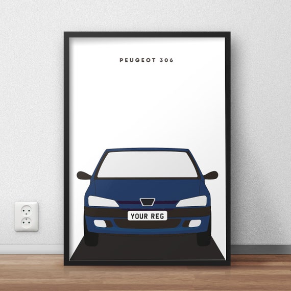 Peugeot 306 Print Retro AutoDruck Cooles Auto Druck Kultiges Auto Digitale  Kunst Auto Illustration Individualisierbar - .de