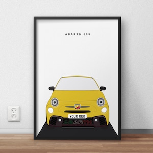 Impression Abarth 595 - Impression Fiat 500 - Abarth Turismo - Abarth Competizione - Impression voiture cool - Voiture emblématique - Art numérique - Illustration de voiture