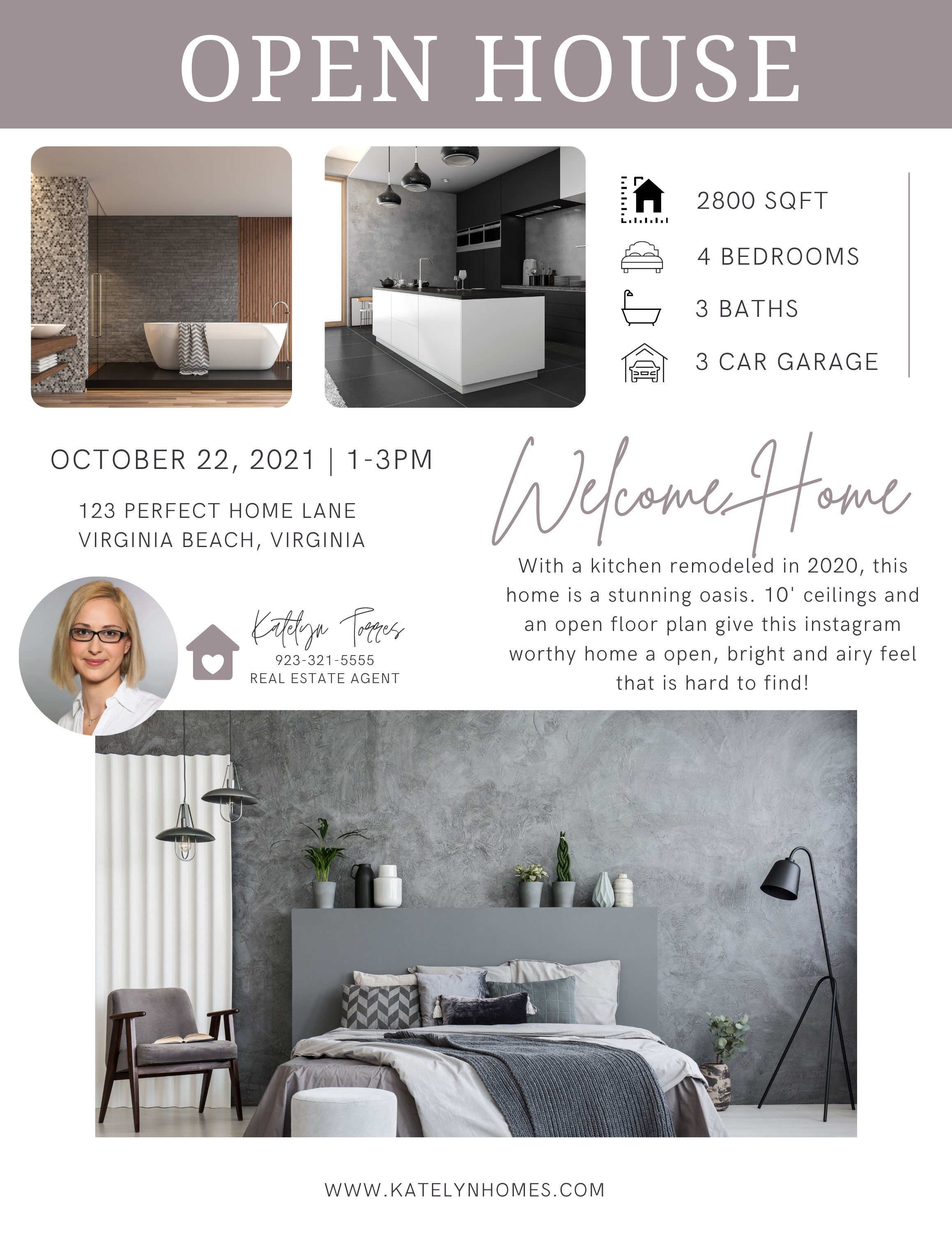 Perfect Real Estate Open House Template Set Canva Lavender | Etsy