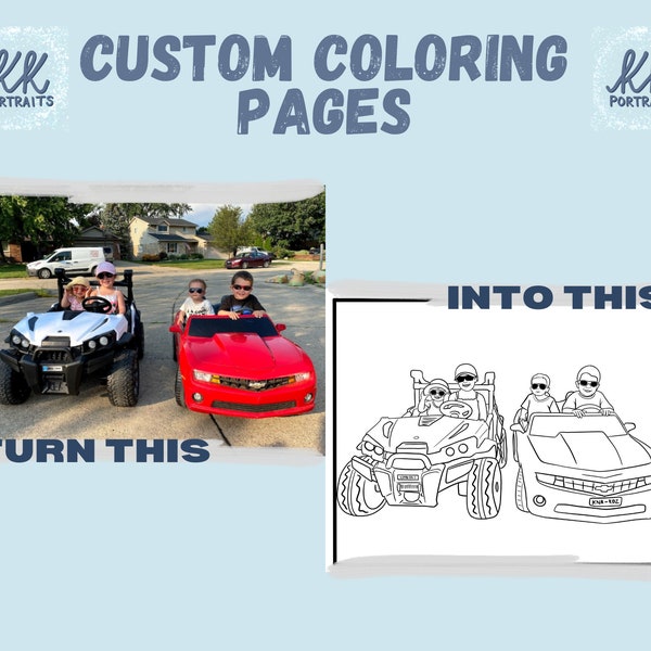 Custom Coloring Book Page from Photo, Perfect Gift for Kids , Digital Download, Turn your photo into a coloring page! Custom Colouring Pages