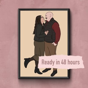 Retrato de parejas personalizado. Regalo perfecto. Descarga digital. Ilustración de la foto. Regalo de aniversario para ella. Regalo para él. Día de San Valentín.
