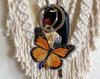 VINTAGE BUTTERFLY MONARCH PEWTER KEYCHAIN KEYRING DANFORTH NEW HAND CAST SIGNED 