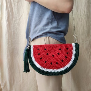 Crocheted Watermelon Bag: Knit Cotton Summer Purse