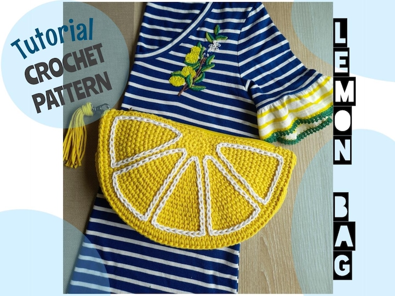 Crochet Lemon Bag PDF Pattern: Summer Handbag Tutorial (Digital Download) image 1