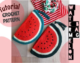 Patrón PDF de bolso de sandía a crochet: accesorio de verano (descarga digital)