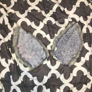 gray fluffy Dino mask fursuit ears