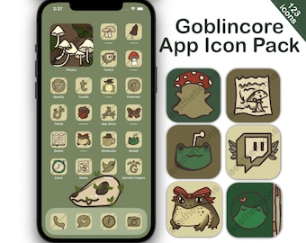 Goblincore Frog Aesthetic App Icons, iOS 16, iOS 17, iPhone, iPad, Android icons, goblincore aesthetic home screen icon pack
