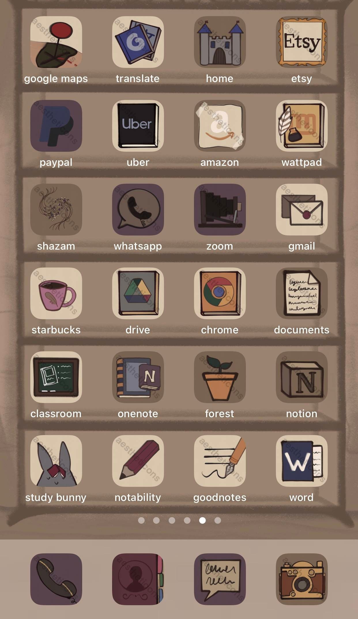 Dark Academia Aesthetic App Icons iOS 14 iPhone Android Etsy
