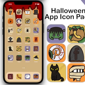 Halloween App Icons, iOS 16 iOS 17, iPhone, iPad Icons, Halloween ästhetischer Startbildschirm Icon Pack